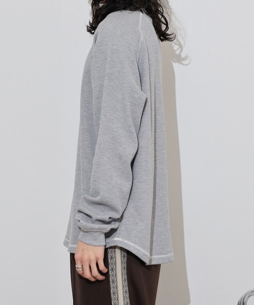 KRIFF MAYER(クリフメイヤー)の「KRIFF MAYER Honeycomb waffle long T-shirt / ハニカムワッフルロングTシャツ unisex(Tシャツ/カットソー・メンズ・ナチュラル/グレー/チャコール/ネイビー・M/L/XL)」の16枚目の写真