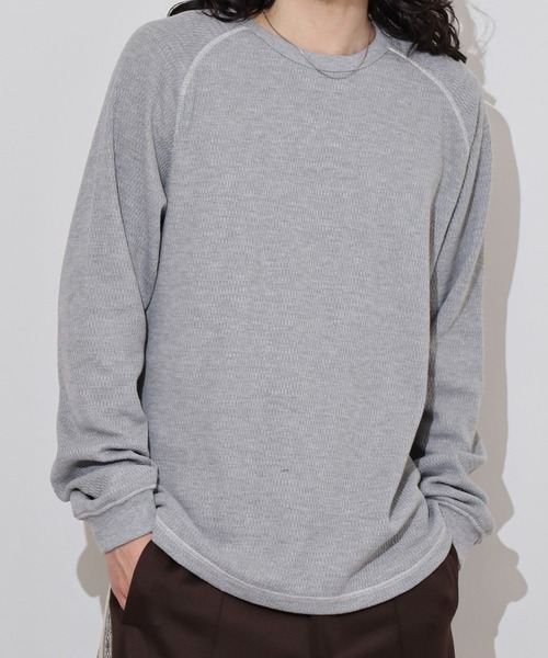KRIFF MAYER(クリフメイヤー)の「KRIFF MAYER Honeycomb waffle long T-shirt / ハニカムワッフルロングTシャツ unisex(Tシャツ/カットソー・メンズ・ナチュラル/グレー/チャコール/ネイビー・M/L/XL)」の5枚目の写真