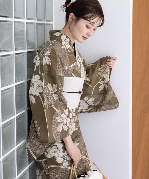 ゆかた館グレース こだわり浴衣5点セット グリーン系3 ゆかた館