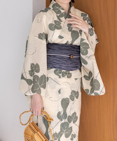 ゆかた館グレース（ユカタカングレース）の「こだわり浴衣５点セット（浴衣・レディース・グリーン系2/キナリ/スミクロ/ブルー系1/イエロー系/ブルーグレー/グレー系/ブルー系4/ブラック系/ブラウン系/グリーン系1/ネイビー系/ブルー系2/ブルー系3・MEDIUM/SMALL）」の7枚目の写真