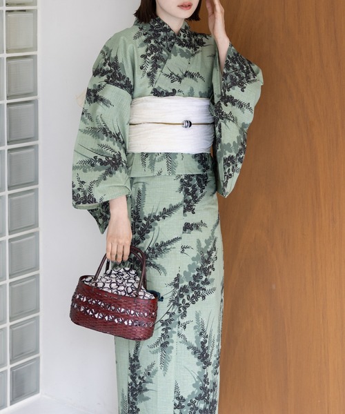 ゆかた館グレース（ユカタカングレース）の「こだわり浴衣５点セット（浴衣・レディース・グリーン系2/キナリ/スミクロ/ブルー系1/イエロー系/ブルーグレー/グレー系/ブルー系4/ブラック系/ブラウン系/グリーン系1/ネイビー系/ブルー系2/ブルー系3・MEDIUM/SMALL）」の8枚目の写真