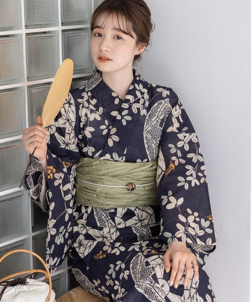 ゆかた館グレース（ユカタカングレース）の「こだわり浴衣５点セット（浴衣・レディース・グリーン系2/キナリ/スミクロ/ブルー系1/イエロー系/ブルーグレー/グレー系/ブルー系4/ブラック系/ブラウン系/グリーン系1/ネイビー系/ブルー系2/ブルー系3・MEDIUM/SMALL）」の9枚目の写真