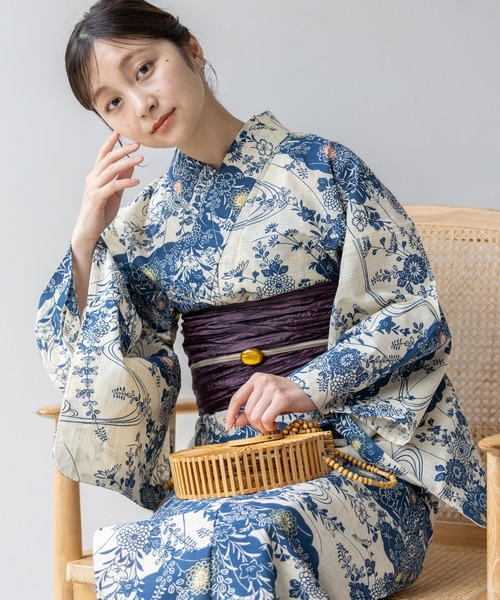 ゆかた館グレース（ユカタカングレース）の「こだわり浴衣５点セット（浴衣・レディース・グリーン系2/キナリ/スミクロ/ブルー系1/イエロー系/ブルーグレー/グレー系/ブルー系4/ブラック系/ブラウン系/グリーン系1/ネイビー系/ブルー系2/ブルー系3・MEDIUM/SMALL）」の13枚目の写真