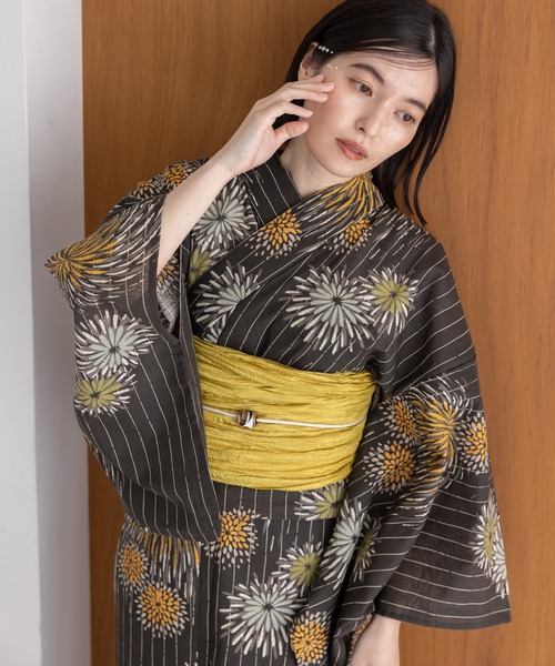 ゆかた館グレース（ユカタカングレース）の「こだわり浴衣５点セット（浴衣・レディース・グリーン系2/キナリ/スミクロ/ブルー系1/イエロー系/ブルーグレー/グレー系/ブルー系4/ブラック系/ブラウン系/グリーン系1/ネイビー系/ブルー系2/ブルー系3・MEDIUM/SMALL）」の22枚目の写真