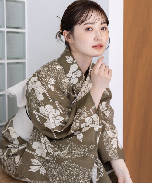 ゆかた館グレース（ユカタカングレース）の「こだわり浴衣５点セット（浴衣・レディース・グリーン系2/キナリ/スミクロ/ブルー系1/イエロー系/ブルーグレー/グレー系/ブルー系4/ブラック系/ブラウン系/グリーン系1/ネイビー系/ブルー系2/ブルー系3・MEDIUM/SMALL）」の20枚目の写真