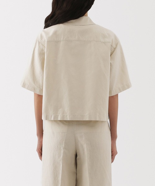 無印良品(ムジルシリョウヒン)の「婦人 ヘンプ混 ツイル 半袖シャツ(シャツ/ブラウス・レディース・アイボリー/ブラック・XL/L/M/S)」の5枚目の写真