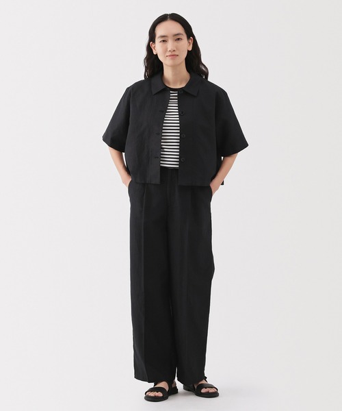 無印良品(ムジルシリョウヒン)の「婦人 ヘンプ混 ツイル 半袖シャツ(シャツ/ブラウス・レディース・アイボリー/ブラック・XL/L/M/S)」の9枚目の写真