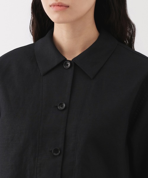 無印良品(ムジルシリョウヒン)の「婦人 ヘンプ混 ツイル 半袖シャツ(シャツ/ブラウス・レディース・アイボリー/ブラック・XL/L/M/S)」の12枚目の写真