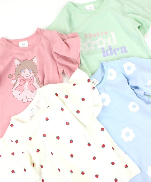 SKAPE（エスケープ）の「ｿﾃﾞﾌﾚｱﾌﾟﾁﾌﾟﾘTｼｬﾂ（Tシャツ/カットソー・キッズ・ホワイト/ピンク/グリーン/ブルー・80ｃｍ/90cm/100cm/110cm/120cm/130cm）」の6枚目の写真