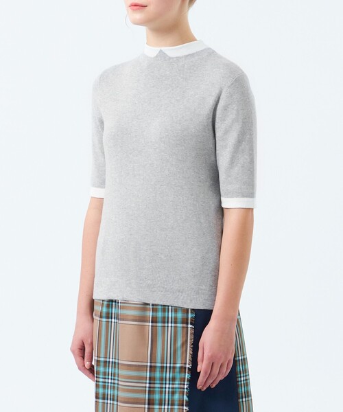 MACKINTOSH PHILOSOPHY(マッキントッシュ フィロソフィー)の「【2025年春夏モデル】Cleric Collar Knit ハーフスリーブ(Tシャツ/カットソー・レディース・グレー系その他/ブラック/ライトブルー/レッド/ダークネイビー・38)」の12枚目の写真