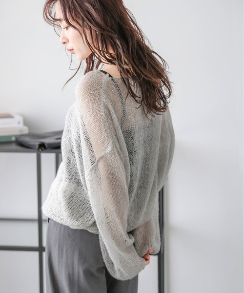 La-gemme(ラジェム)の「ラメシアーモヘアニット(ニット/セーター・レディース・ブラック/ピンクベージュ/グレー・フリー)」の1枚目の写真