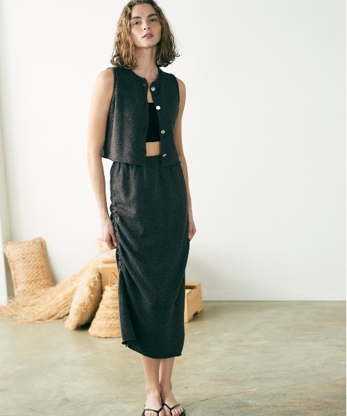 WALANCE(ワランス)の「paper knit skirt(スカート・レディース・アイボリー/ブラック/ブラウン・FREE)」の5枚目の写真