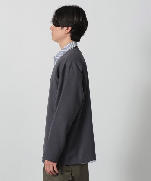 LAKOLE（ラコレ）の「【セットアップ可】リラックスシャツカーディガン / 288142（カーディガン/ボレロ・メンズ・チャコール/ネイビー/キャメル・MEDIUM/LARGE/X-LARGE）」の8枚目の写真