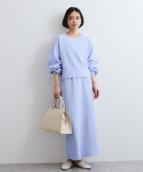 ketty(ケティ)の「フリンジジャカードナロースカート≪セットアップ対応/手洗い可能≫(スカート・レディース・ブラック/ブルー・M)」の9枚目の写真