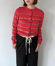 SANSeLF | 【SANSeLF】 ドッグパターンカーディガン クルーネック ボタンフロント sanw25a027(カーディガン/ボレロ)