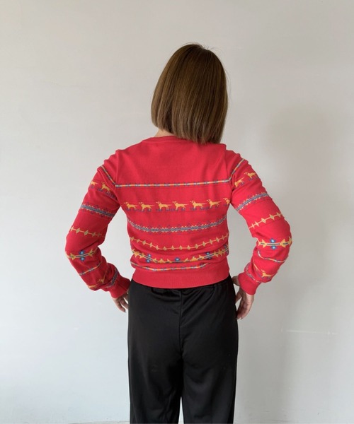 SANSeLF（サンセルフ）の「【SANSeLF】 ドッグパターンカーディガン クルーネック ボタンフロント sanw25a027（カーディガン/ボレロ・レディース・レッド・FREE）」の9枚目の写真