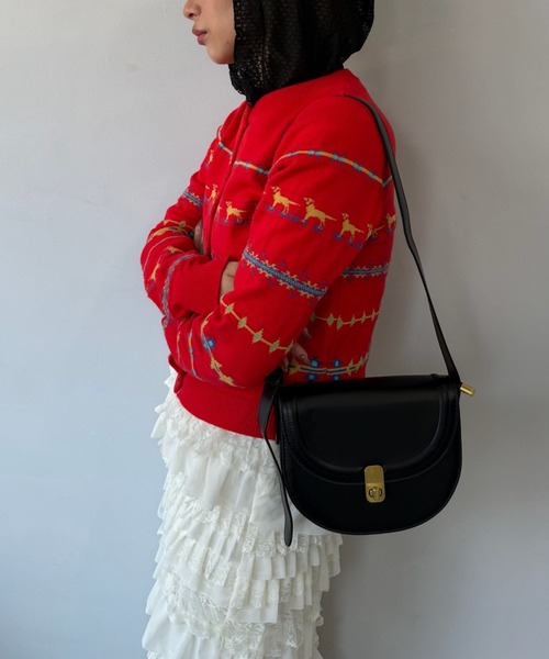 SANSeLF（サンセルフ）の「【SANSeLF】 ドッグパターンカーディガン クルーネック ボタンフロント sanw25a027（カーディガン/ボレロ・レディース・レッド・FREE）」の12枚目の写真