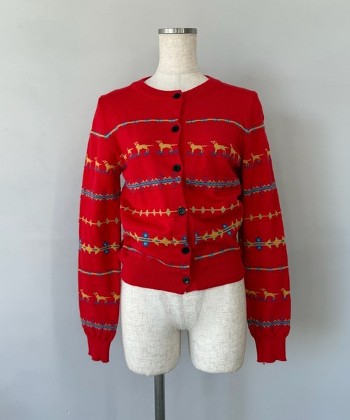 SANSeLF（サンセルフ）の「【SANSeLF】 ドッグパターンカーディガン クルーネック ボタンフロント sanw25a027（カーディガン/ボレロ・レディース・レッド・FREE）」の13枚目の写真