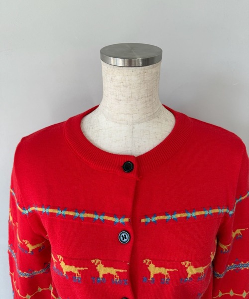 SANSeLF（サンセルフ）の「【SANSeLF】 ドッグパターンカーディガン クルーネック ボタンフロント sanw25a027（カーディガン/ボレロ・レディース・レッド・FREE）」の14枚目の写真
