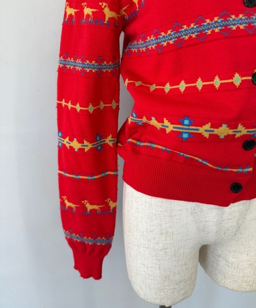 SANSeLF（サンセルフ）の「【SANSeLF】 ドッグパターンカーディガン クルーネック ボタンフロント sanw25a027（カーディガン/ボレロ・レディース・レッド・FREE）」の15枚目の写真
