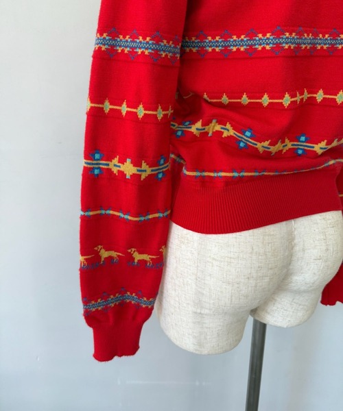 SANSeLF（サンセルフ）の「【SANSeLF】 ドッグパターンカーディガン クルーネック ボタンフロント sanw25a027（カーディガン/ボレロ・レディース・レッド・FREE）」の16枚目の写真