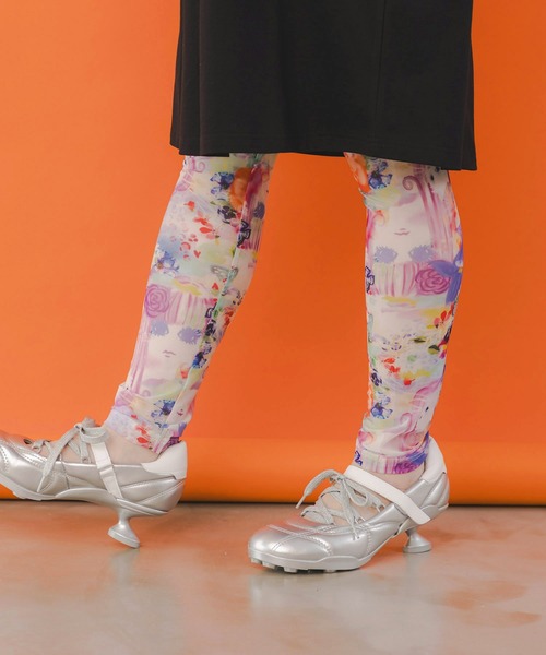 ScoLar（スカラー）の「151649：花・ヒョウ・メルヘン 3柄展開チュールレギンス（レギンス/スパッツ・レディース・オレンジ/パープル/オフホワイト・M）」の3枚目の写真