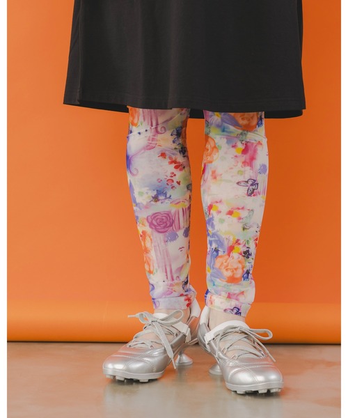 ScoLar（スカラー）の「151649：花・ヒョウ・メルヘン 3柄展開チュールレギンス（レギンス/スパッツ・レディース・オレンジ/パープル/オフホワイト・M）」の6枚目の写真