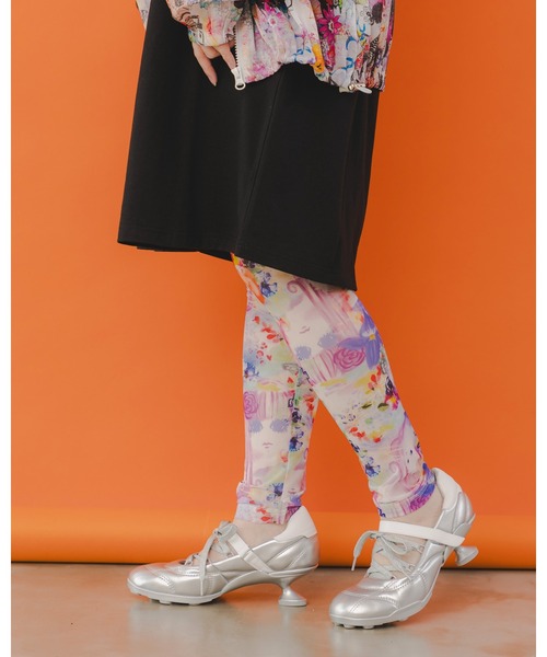 ScoLar（スカラー）の「151649：花・ヒョウ・メルヘン 3柄展開チュールレギンス（レギンス/スパッツ・レディース・オレンジ/パープル/オフホワイト・M）」の7枚目の写真