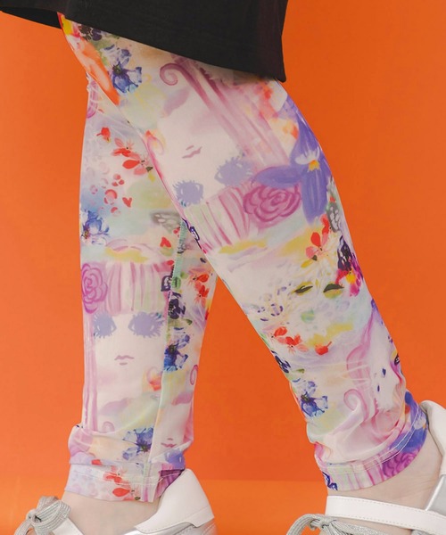 ScoLar（スカラー）の「151649：花・ヒョウ・メルヘン 3柄展開チュールレギンス（レギンス/スパッツ・レディース・オレンジ/パープル/オフホワイト・M）」の9枚目の写真