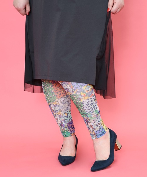 ScoLar（スカラー）の「151649：花・ヒョウ・メルヘン 3柄展開チュールレギンス（レギンス/スパッツ・レディース・オレンジ/パープル/オフホワイト・M）」の12枚目の写真