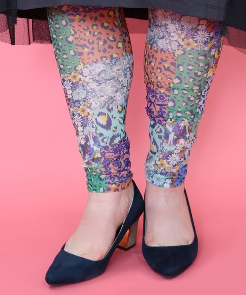 ScoLar（スカラー）の「151649：花・ヒョウ・メルヘン 3柄展開チュールレギンス（レギンス/スパッツ・レディース・オレンジ/パープル/オフホワイト・M）」の13枚目の写真