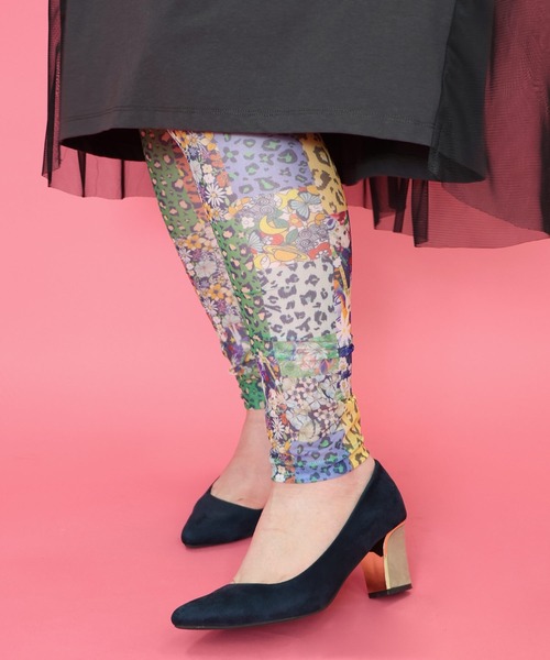 ScoLar（スカラー）の「151649：花・ヒョウ・メルヘン 3柄展開チュールレギンス（レギンス/スパッツ・レディース・オレンジ/パープル/オフホワイト・M）」の14枚目の写真