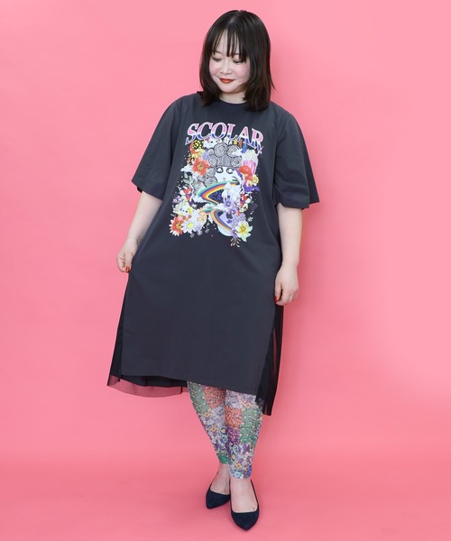 ScoLar（スカラー）の「151649：花・ヒョウ・メルヘン 3柄展開チュールレギンス（レギンス/スパッツ・レディース・オレンジ/パープル/オフホワイト・M）」の15枚目の写真