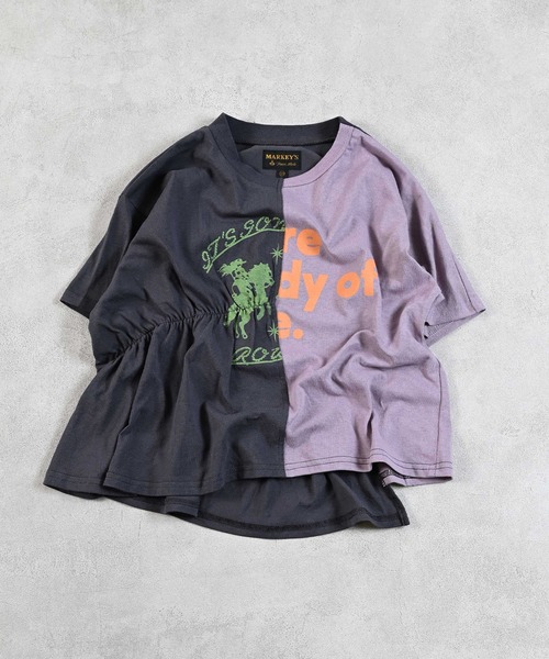 MARKEY'S(マーキーズ)の「半袖リメイクTシャツ(Tシャツ/カットソー・キッズ・ブラウン/チャコール/イエロー・90/100/110/120/130/140/150)」の4枚目の写真