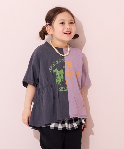 MARKEY'S(マーキーズ)の「半袖リメイクTシャツ(Tシャツ/カットソー・キッズ・ブラウン/チャコール/イエロー・90/100/110/120/130/140/150)」の6枚目の写真