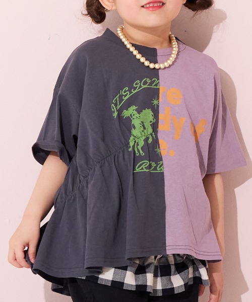 MARKEY'S(マーキーズ)の「半袖リメイクTシャツ(Tシャツ/カットソー・キッズ・ブラウン/チャコール/イエロー・90/100/110/120/130/140/150)」の5枚目の写真