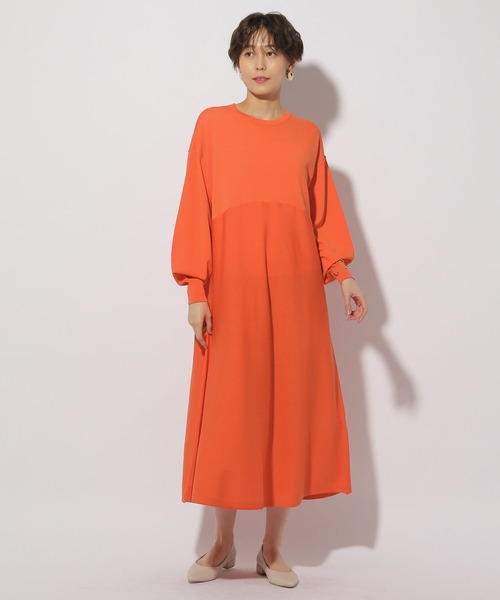 Elura（エルーラ）の「サラサラタッチニットワンピース＜低身長サイズあり＞/291206（ワンピース・レディース・ネイビー/オレンジ・FREE/FREE(S)）」の9枚目の写真