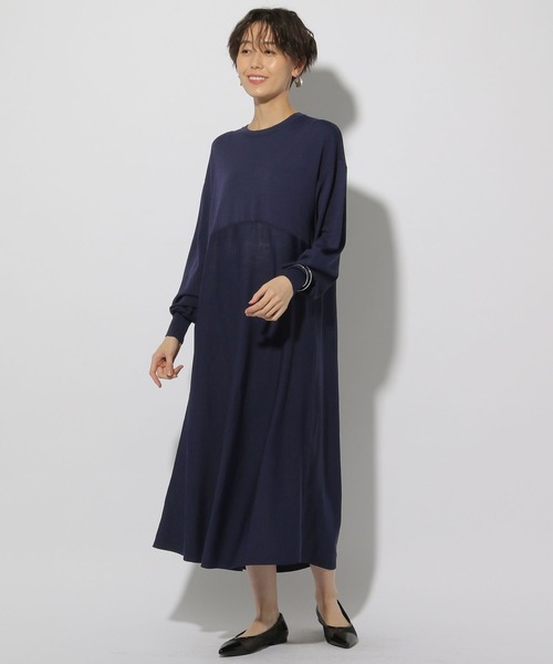 Elura（エルーラ）の「サラサラタッチニットワンピース＜低身長サイズあり＞/291206（ワンピース・レディース・ネイビー/オレンジ・FREE/FREE(S)）」の6枚目の写真