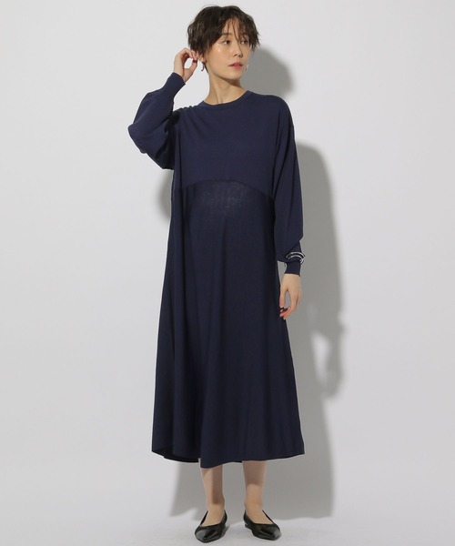 Elura（エルーラ）の「サラサラタッチニットワンピース＜低身長サイズあり＞/291206（ワンピース・レディース・ネイビー/オレンジ・FREE/FREE(S)）」の5枚目の写真