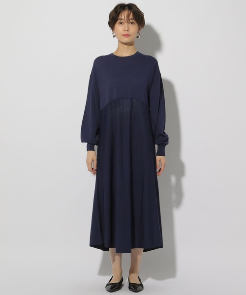 【専用です】CARAMEL ニットワンピース　Elara Dress 3Y ジーラ GeeRA 袖ブラウスドッキングニットワンピース （モカ