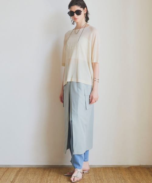 Doux archives(ドゥアルシーヴ)の「サテンカーゴタイトスカート(スカート・レディース・ミント/グレイッシュベージュ/カーキ・36/38)」の7枚目の写真