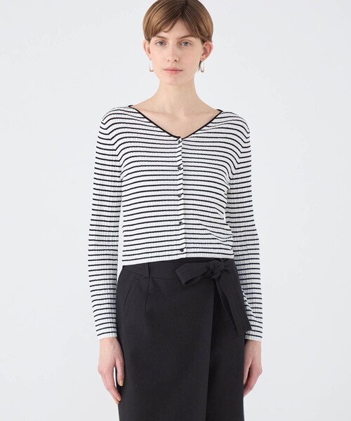 BALLSEY（ボールジィ）の「ランダムリブボーダー ショートカーディガン（カーディガン/ボレロ・レディース・ネイビー/ホワイト系その他・S）」の10枚目の写真