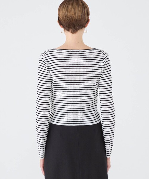 BALLSEY（ボールジィ）の「ランダムリブボーダー ショートカーディガン（カーディガン/ボレロ・レディース・ネイビー/ホワイト系その他・S）」の8枚目の写真