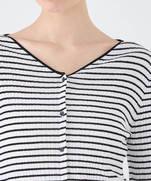 BALLSEY（ボールジィ）の「ランダムリブボーダー ショートカーディガン（カーディガン/ボレロ・レディース・ネイビー/ホワイト系その他・S）」の7枚目の写真