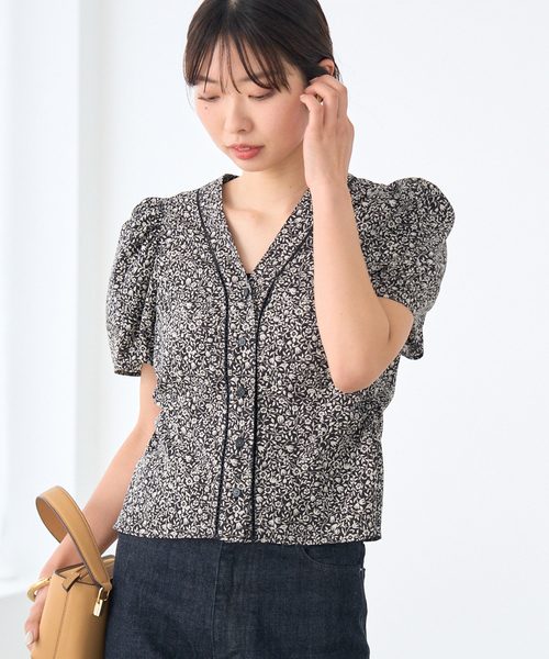 IENA - IENA♡【MORE THAN YESTERDAY 】ボートネックブラウス ドットタフタショートギャザーブラウス（シャツ／ブラウス