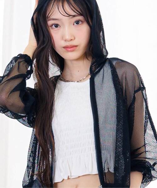 algy（アルジー）の「シャーリングパット付きタンク（タンクトップ・キッズ・オフホワイト/ブラック/ピンク・MEDIUM/SMALL/X-SMALL/XX-SMALL）」の2枚目の写真