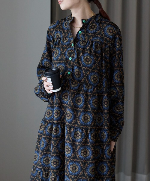 セール】総柄ロングシャツワンピース（ワンピース）｜Lien Select