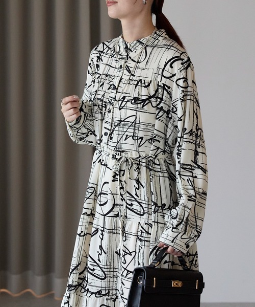 セール】総柄ロングシャツワンピース（ワンピース）｜Lien Select