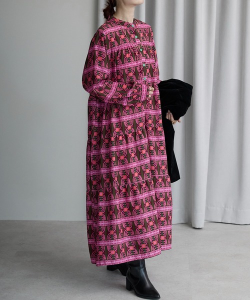 セール】総柄ロングシャツワンピース（ワンピース）｜Lien Select