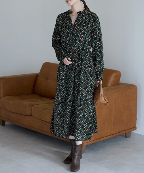 セール】総柄ロングシャツワンピース（ワンピース）｜Lien Select